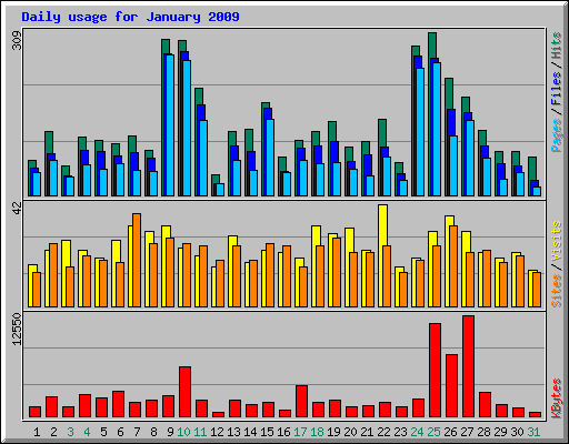 Daily usage for January 2009