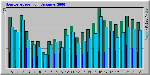 Hourly usage for January 2008