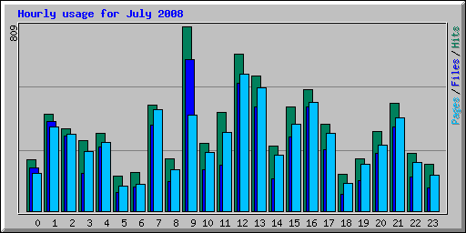 Hourly usage for July 2008